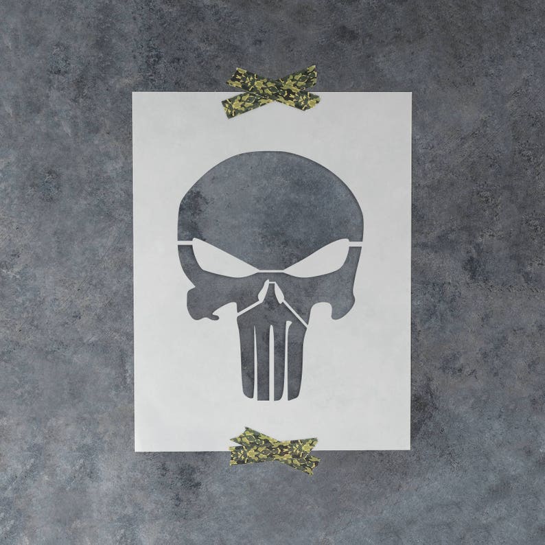 Punisher Skull Stencil Reusable Skull Stencils, Skull Punisher Stencil, Punisher Skull, Skull Face Stencil, Simple Skull Stencil image 1