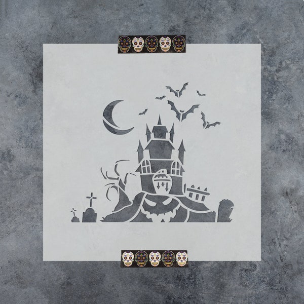 Haunted House Stencil - Haunted Stencil, House Stencil, Halloween Stencil, Halloween, Halloween Stencils, Stencil Halloween Template