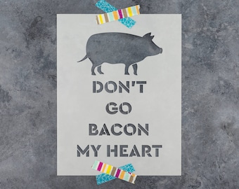 Bacon My Heart Stencil for Pig Designs, Farmhouse Kitchen Art, Farm and Bacon Stencils