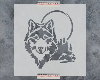 Wolf Head Stencil - Reusable Wolf Head Stencils, Large Wolf Head Stencil, Wolf Stencil Template, Wolf Head Stencils, Stencils