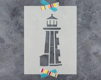 Lighthouse Stencil for Painting Walls Wood Fabric | Reusable Mylar Nautical Beach Stencils