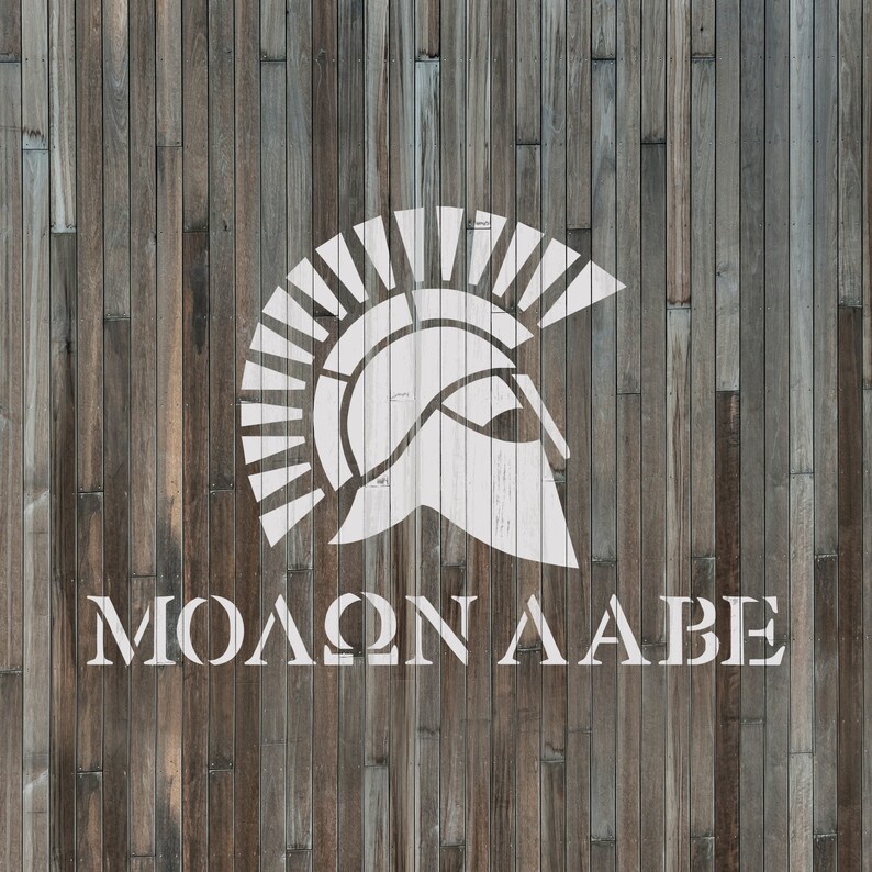 Molon Labe Spartan Helm Stencil Spartan Stencil Molon - Etsy