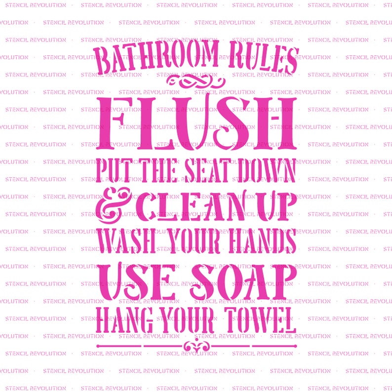Bathroom Rules Bathroom Sign Stencil Durable &amp; Reusable - Etsy