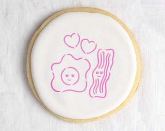 Bacon And Eggs Cookie Stencil - Reusable & Durable Mylar Cooke Stencils for Baking - Food Safe Material Laser-Cut in USA!