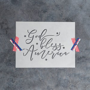 God Bless America Script Independence Stencil - America Stencil, Script Stencil, Independence Stencil, Usa Decor, Usa Art, Independence Day