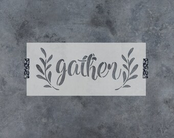 Gather Laurels Stencil for Wood Sign Painting, Reusable Farmhouse Design Craft Stencils