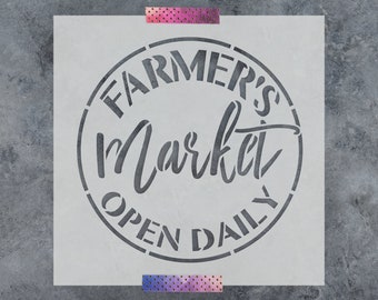 Farmers Market Stencil for Wood Signs, Farmhouse Decor, Rustic Crafts, Local Farm Stencils