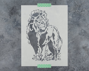 Lion Stencil - Paint Lion Stencils, Large Lion Stencils, Lion Stencil Art, Animal Stencil, Big Cat Stencil, Jungle Stencil, Safari Stencil