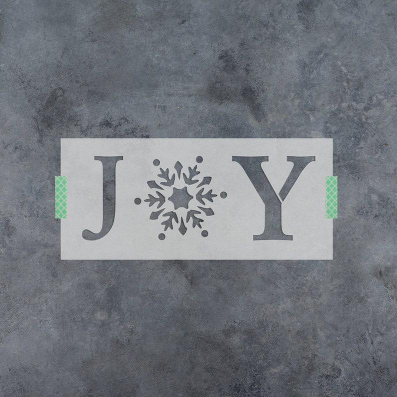 Joy Snowflake Stencil - Reusable DIY Christmas Stencils for Wood Signs and Christmas Decorations - Laser-Cut on Reusable Mylar 