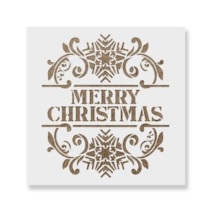 Snowflake Merry Christmas Wall Sign Stencil - Farmhouse Christmas Decor, Christmas Stencils, Christmas Decor, Christmas Sign