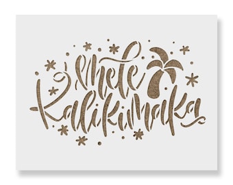 Mele Kalikimaka Stencil for Painting on Wood, Reusable Christmas Stencils for Crafts