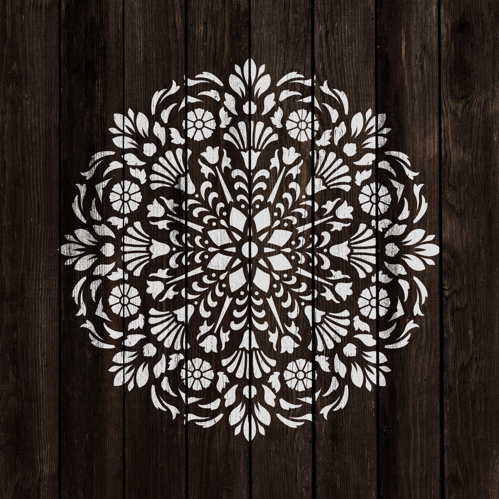 Lirio Mandala Stencil for Painting on Wood, Wall, Floor, Furniture