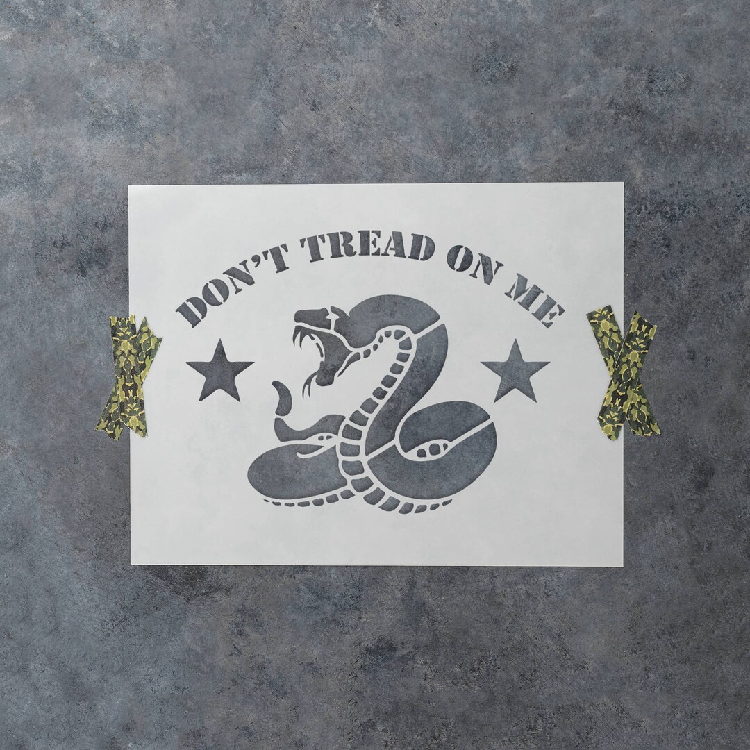 don-t-tread-on-me-gadsden-flag-stencil-reusable-diy-craft-gadsden-flag-stencils-with-snake-and-don-t-tread-on-me-text-etsy