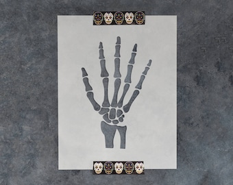 Skeleton Hand Stencil - Reusable DIY Craft Stencil of a Skeleton Hand