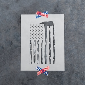 American Flag Firefighter Stencil - Fireman Stencils, American Flag Star Stencil, 4th Of July Stencil, Patriotic Stencils, Stars And Stripes