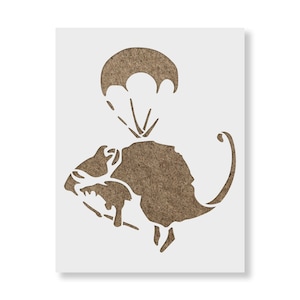 Parachuting Rat Banksy Stencil - Dark Humor Graffiti Art for DIY Projects
