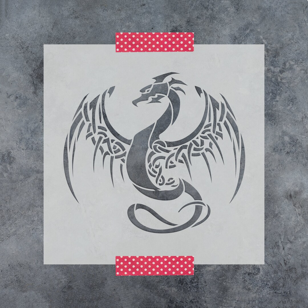 Dragon Stencil - Reusable Dragon Stencils, Dragon Face Stencil, Fire ...