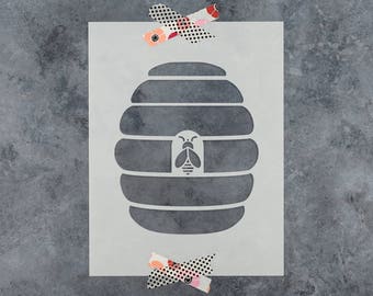 Beehive Stencil for Painting, Reusable Bee Stencils for Crafts, Honeycomb and Hive Design