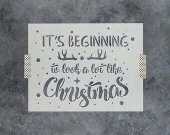 Look a Lot Like Christmas Stencil for Holiday Art, Reusable Winter Stencils, Xmas Decoration Design