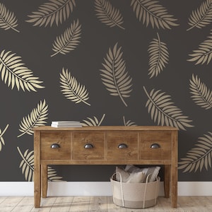 Palm Leaves Pattern Wall Stencil - Palm Leaves Stencil, Stencils For Walls, Stencil For Painting, Wall Paint Stencils, Accent Wall Stencil