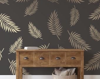 Palm Leaves Pattern Wall Stencil - Palm Leaves Stencil, Stencils For Walls, Stencil For Painting, Wall Paint Stencils, Accent Wall Stencil