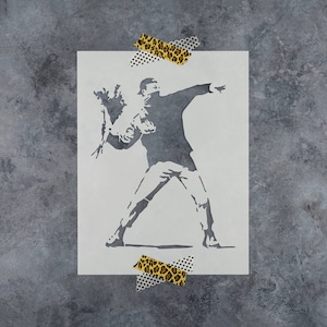 Rage Flower Thrower Banksy Stencil - Large Banksy Stencil, Flower Thrower, Stencil Banksy, Banksy Stencils, Banksy Art