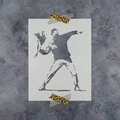 Rage Flower Thrower Banksy Stencil Large Banksy Stencil Etsy
