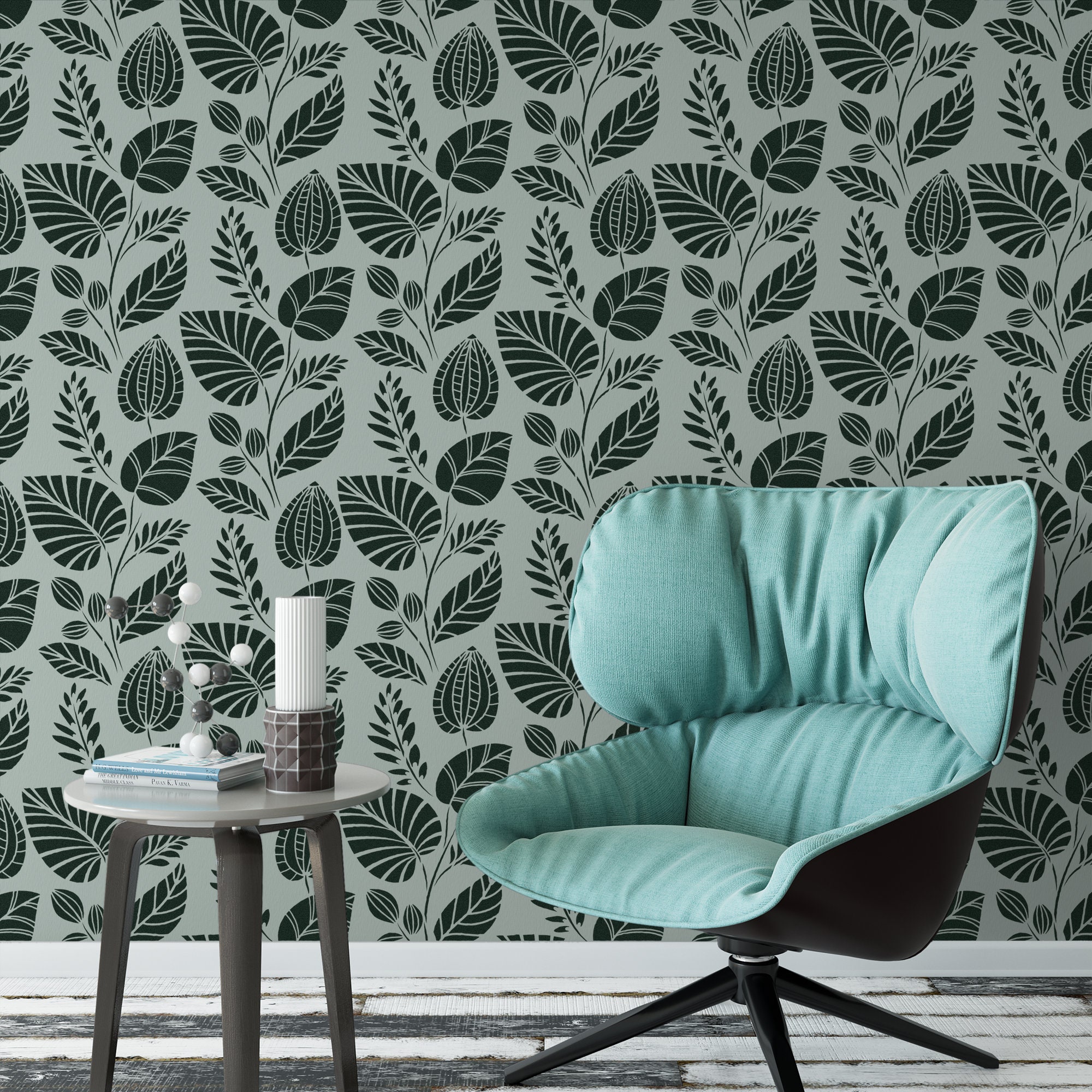 Scandinavian Palm Leaves Pattern Wall Stencil Decorate Your - Etsy