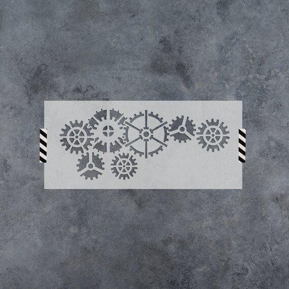 thumbnail image 2 of Steampunk Gears & Cogs Reusable Painting Stencil – 8.5x11 Inches – For Crafts, Art, Furniture 2 of 6