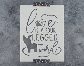 Love Is A Doggy Stencil - Dog Wall Stencils, Large Dog Stencils, Pets Stencil, Animal Stencil, Paw Stencil