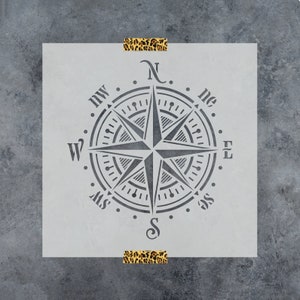 Compass Rose Stencil - Reusable Compass Stencils, Large Compass Template, Nautical Stencils, Stencil Text, Beach Stencils