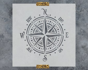Compass Rose Stencil Reusable Nautical Stencils for Wall Art, Boat Decor, Beach Craft Template
