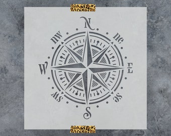 Compass Rose Stencil - Reusable Compass Rose Stencils, Large Compass Rose Stencil, Compass Rose Stencils, Stencil Text, Nautical Stencils