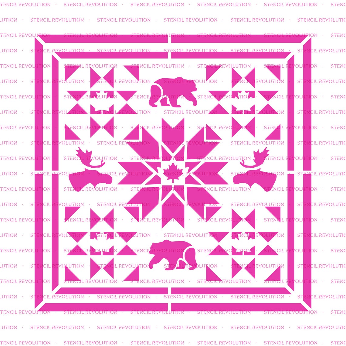 Oh Canada Barn Moose Bear Quilt Stencil Durable & Reusable Etsy