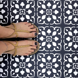 Lydia Tile Stencil - Reusable Floor Tile Stencils & Backsplash Mediterranean Tile Boho Stencil Patterns - DIY Floor Stencils for Painting