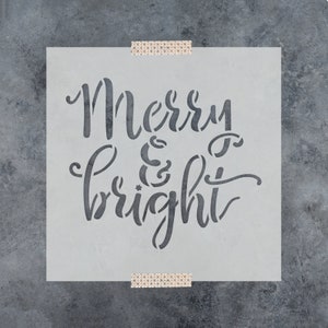 Merry & Bright Stencil - Reusable DIY Craft Stencil of Merry and Bright - Awesome Christmas Stencils for Crafts and Wood Signs!