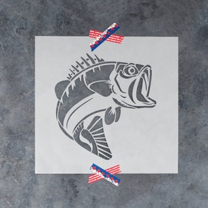 Bass Fish Stencil Template - Bass Stencil, Fish Stencil, Fish Decor, Fisherman Gift, Large Mouth Bass, Bass Fish Stencils, Fish Stencils