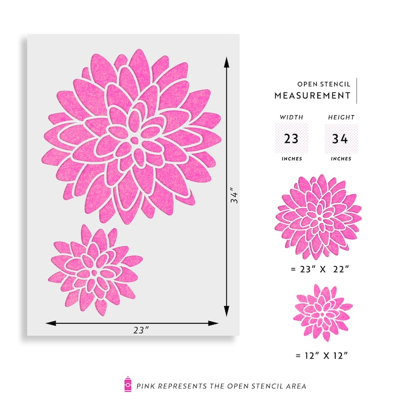 Dahlia Floral Pattern Wall Stencil Create Your Own Space Etsy