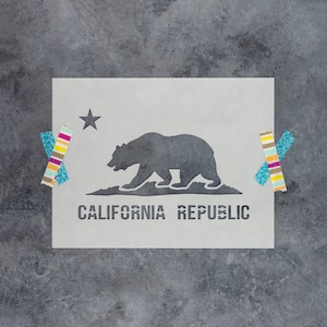 California Flag Stencil - California Stencil, California Flag, Stencil California, Flag Stencil, California Bear Stencil