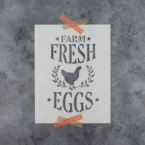 Farm Fresh Eggs Stencil - Reusable DIY Craft Stencils of a Farmhouse Sign for Farm Fresh Eggs - Great Stencil for Wood Signs!