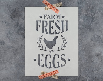 Farm Fresh Eggs Stencil for Wood Signs, Reusable Farmhouse Kitchen Decor Stencils