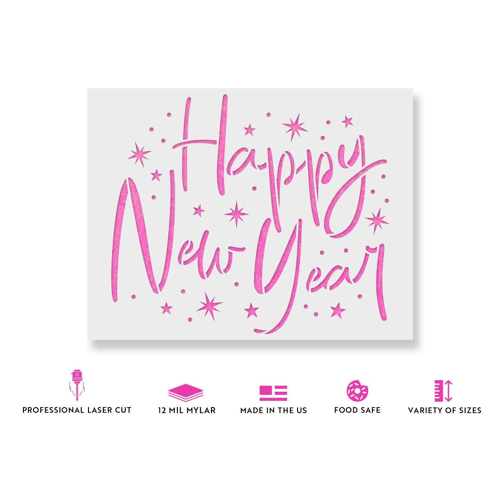 Happy New Year Stars Stencil Reusable Stencils for Painting - Etsy