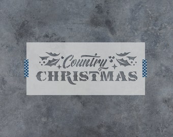 Country Christmas Stencil for Holiday Sign Painting, Plastic Winter Decor Craft Stencils