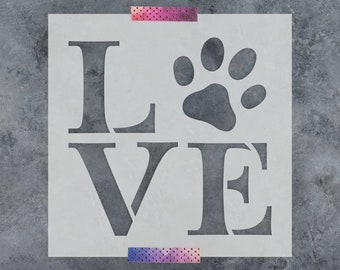 Love Paw Print Stencil - Stencils, Dog Stencil, Love Paw Print Stencil, Paw Print Stencil, Love Stencil, Pet Stencil, Home Paw Stencil