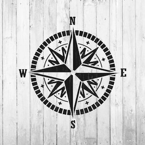 Compass Stencil Reusable Compass Stencils, Large Compass Stencil, Compass Rose Stencils, Nautical Themed Stencils, Shiplap Stencil, Ocean afbeelding 2
