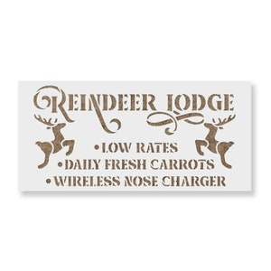 Reindeer Lodge Stencil - Farmhouse Christmas Decor, Mylar, Christmas Stencils For Signs, Christmas Sign, Christmas Stencils For Glass