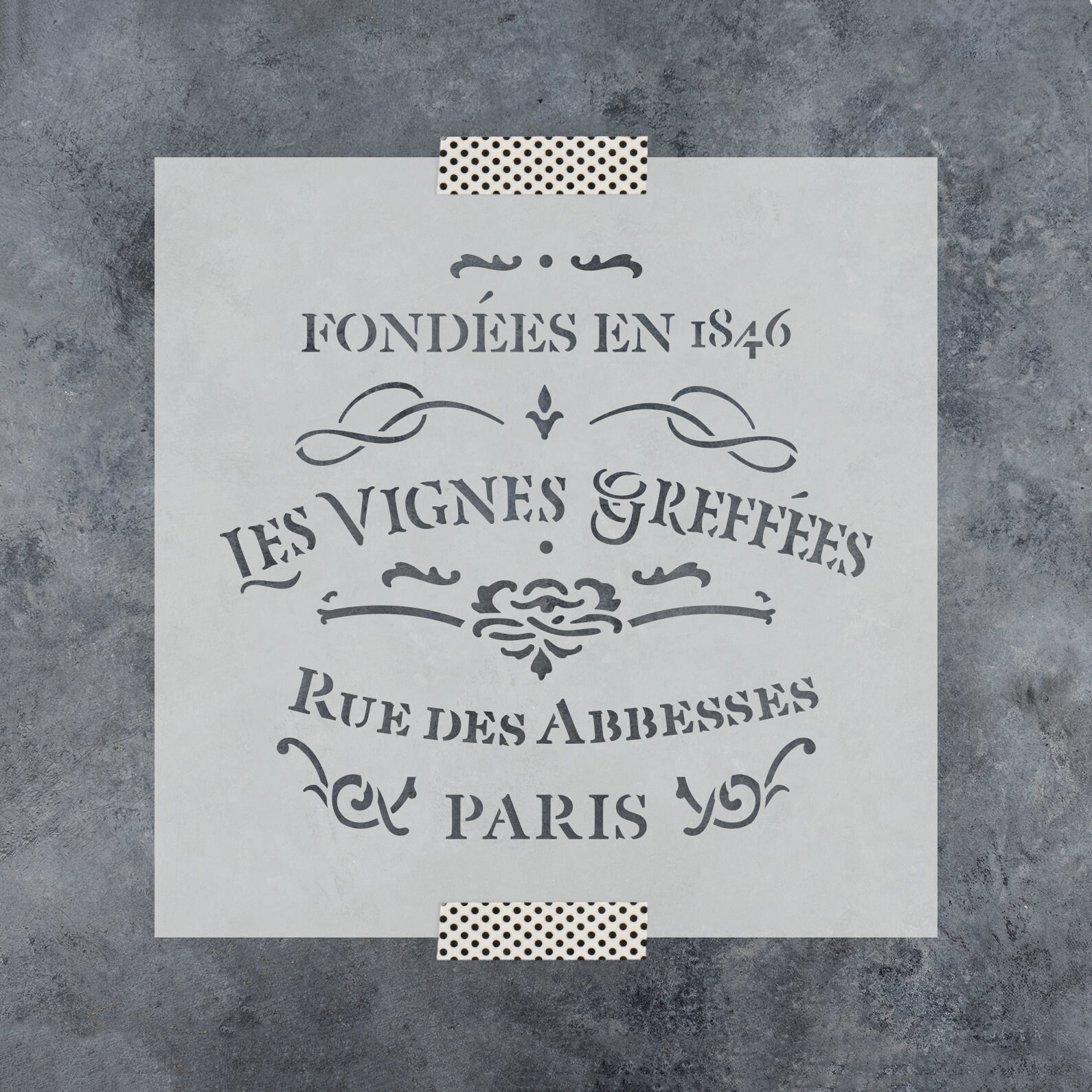 French Label Les Vignes Greffes Stencil - Reusable DIY Craft Stencils of a French Label Les Vignes Greffes