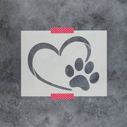 Love Paw Print Script Stencil Reusable Stencils for Painting - Etsy