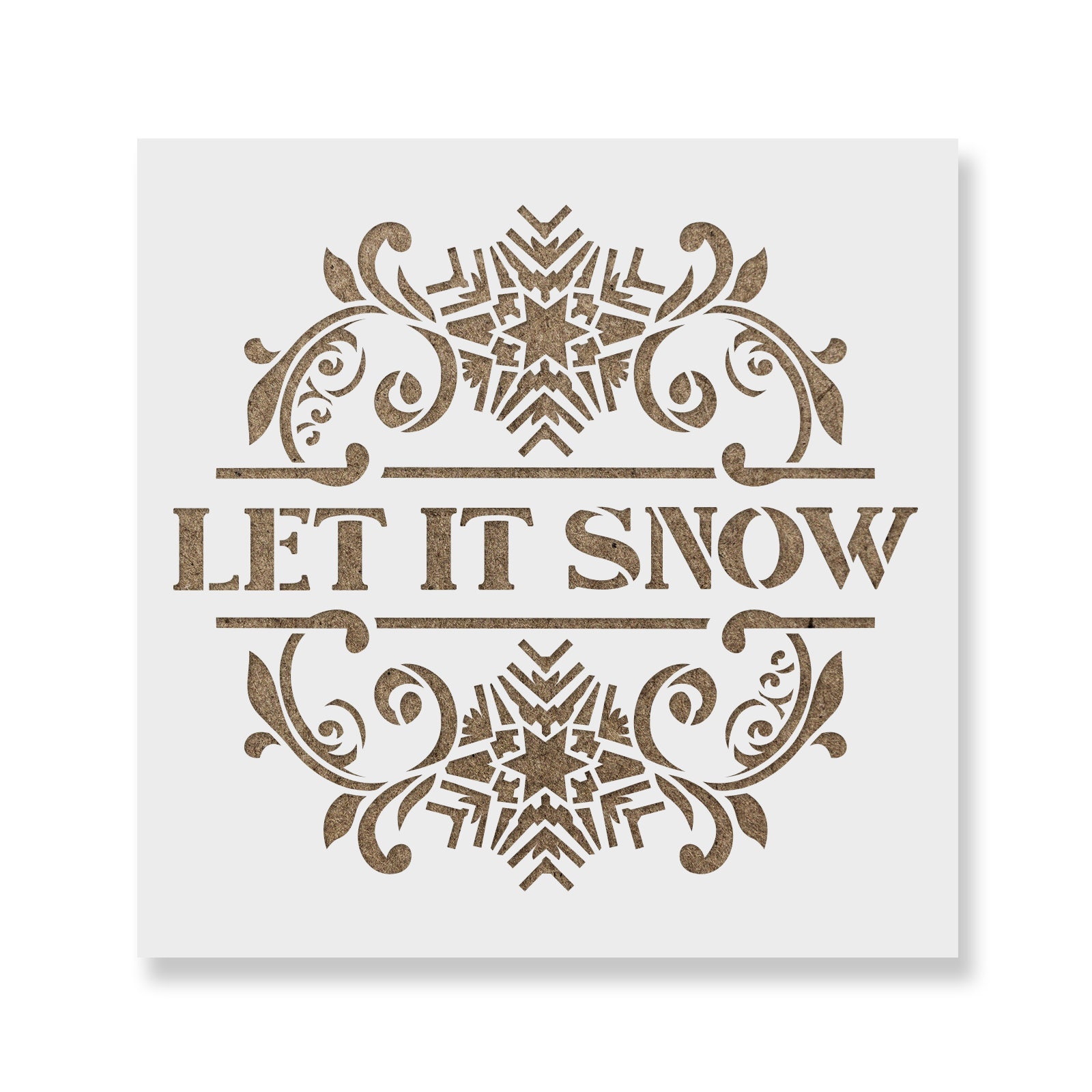 Let It Snow Wall Sign Stencil - Reusable Stencils for Painting, Christmas Wall Decor, Christmas Craft for Kids, Holiday Stencil
