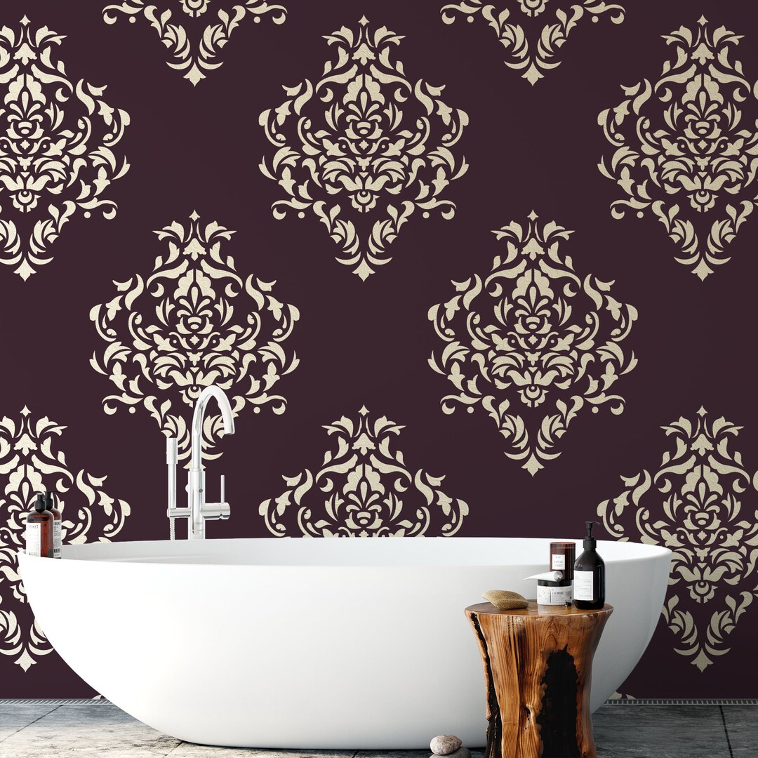 Damask Pattern Wall Stencil for Painting Furniture Walls and Large ...